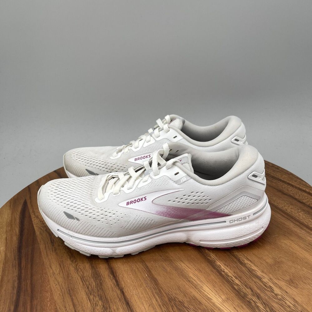 Brooks Ghost 15 Shoes Womens Size 8 B White Running Comfort Walking Sneakers Gym - Picture 3 of 9